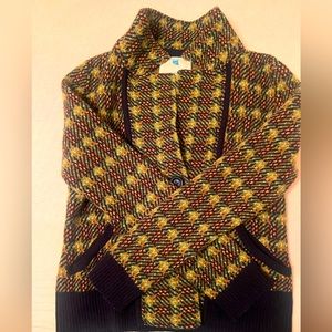 Anthropologie Sparrow Green Black Cardigan Medium